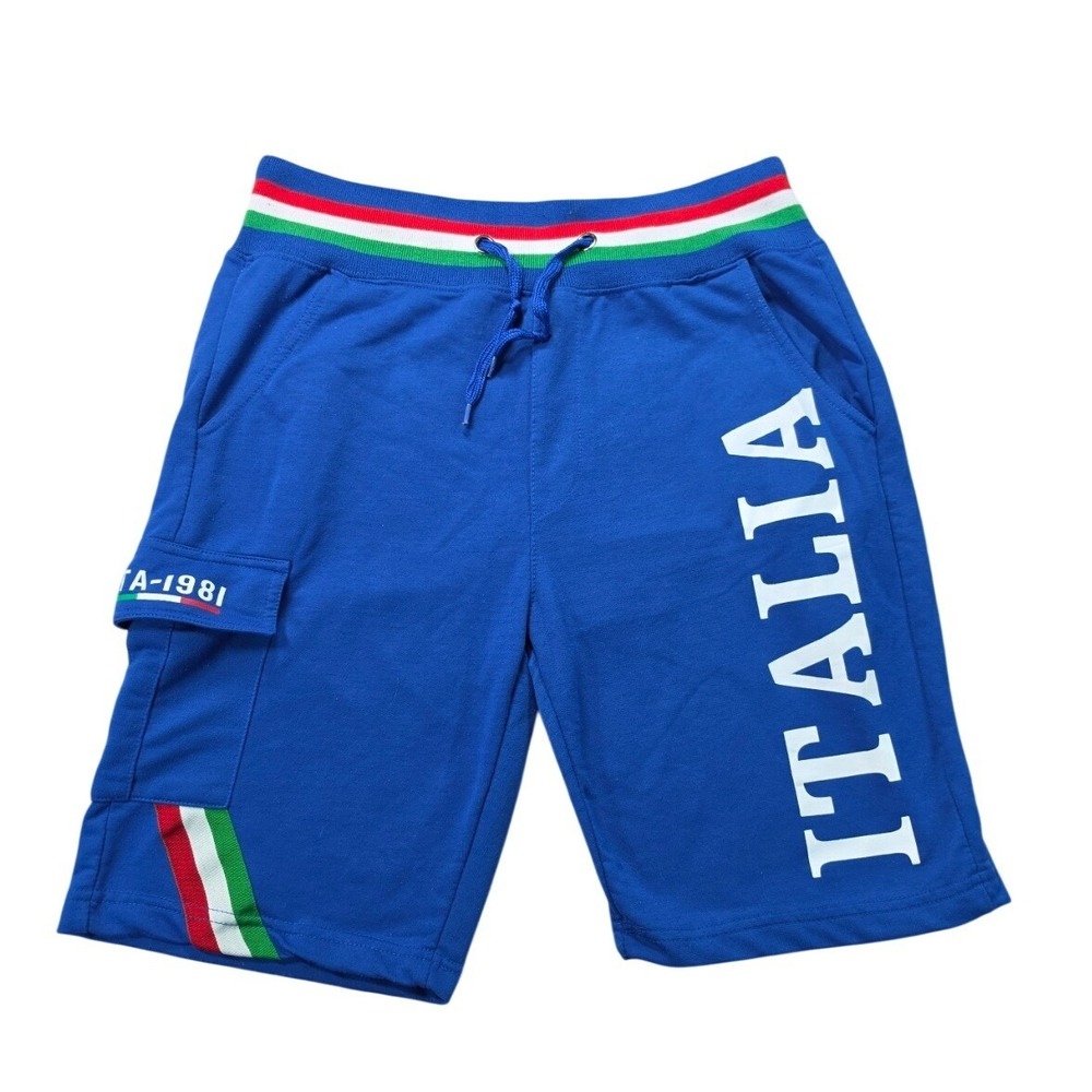 Italia 1981 Italian Flag Cargo Sweat Shorts Royal Blue Mens Medium Streetwear